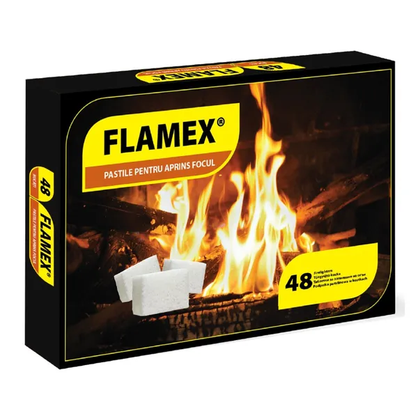 Pastile Pentru Aprins Focul Flamex Pachet Negru 48 Bucăți