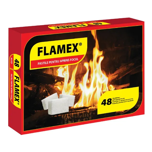 Pastile Pentru Aprins Focul Flamex Pachet Roșu 48 Bucăți